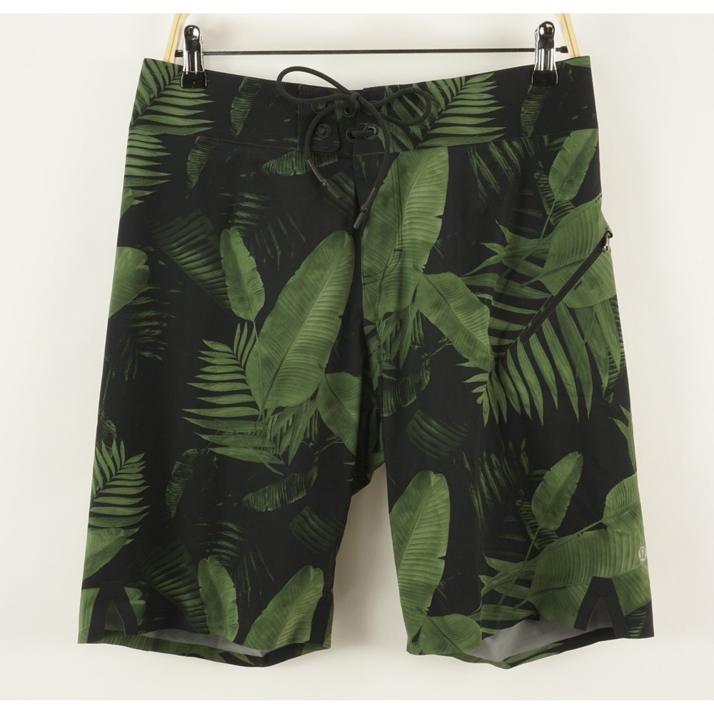 Lululemon Current State Board Shorts Men's 32 x 10" Green Floral‎ Unlined Swim